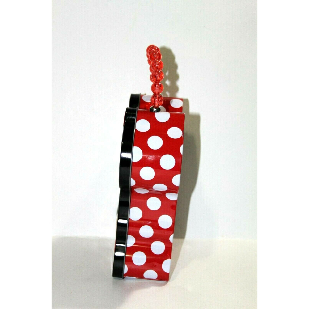 Minnie Mouse Face Metal Lunch Tin Storage Purse Box Red White Polka Dots 10" EC - Picture 4 of 7